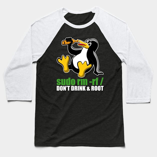 Sudo Rm Root Linux Tux Unix Insider Programmer Baseball T-Shirt by QQdesigns